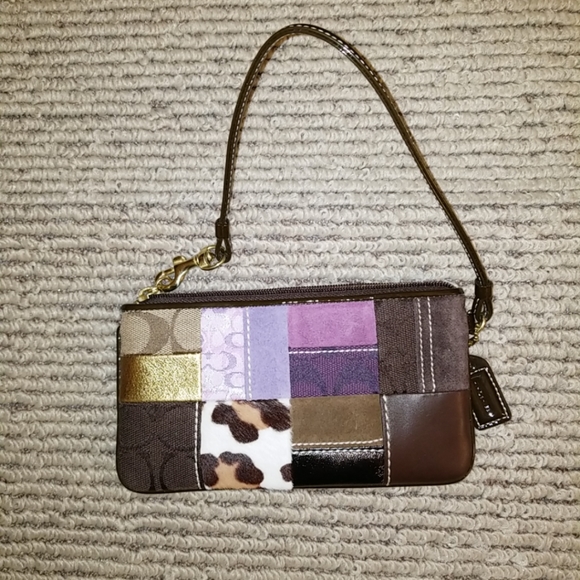 Coach Handbags - Coach wristlet pretty purples & brown